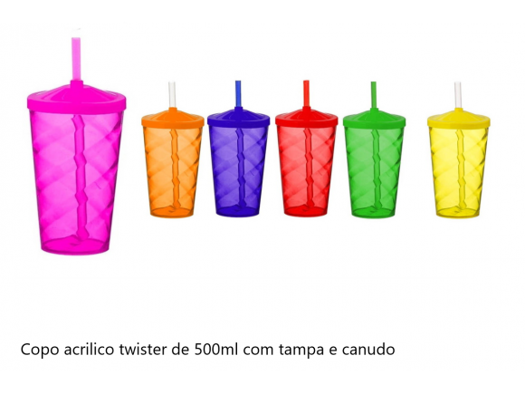 COPO TWISTER ACRILICO  COM CANUDO 500ML   RS0109