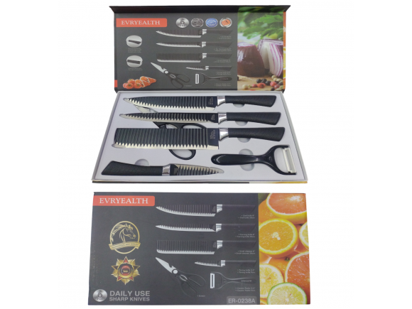 KIT FACA DE COZINHA  DECORADA COM 6PCS  ER-0238A