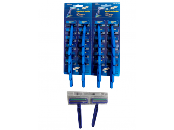 APARELHO  DE BARBEAR AZUL CARTELA C/ 24 PCS  2 LAMINAS PB-1311