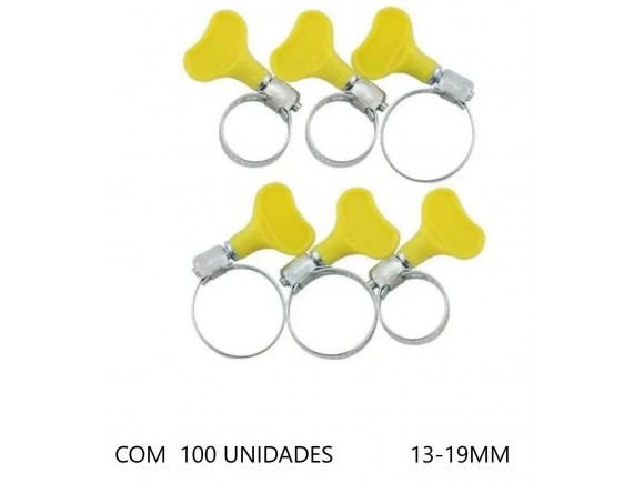 ABRAÇADEIRA DE METAL 13-19MM C/ BORBOLETA P/ APERTO PACOTE C/ 100 PCS 44005