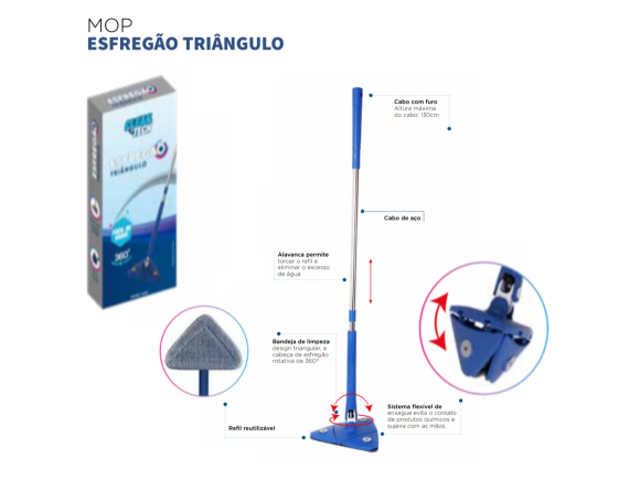 MOP ESFREGÃO TRIANGULO CLEAN TECH CT0016