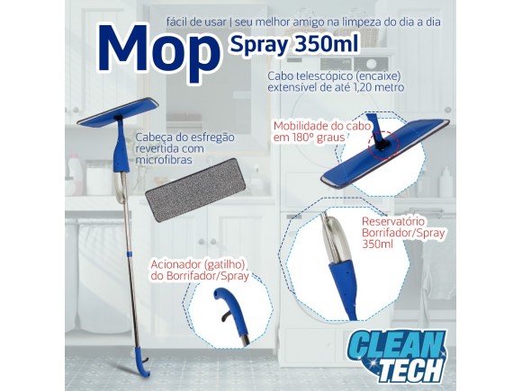 MOP ESFREGÃO ESPRAY CABO DESMONTAVEL CLEAN TECH CT0007