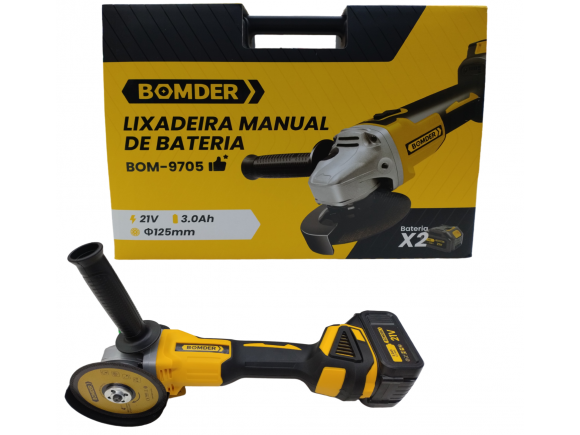 KIT FERRAMENTAS MALETA LIXADEIRA 125 MM  RECARREGAVEL C/2 BATERIAS 21V  BOM-9705