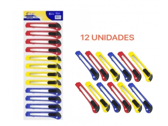 ESTILETE CARTELA COM 12 PCS  LAMINA DE METAL GL0011