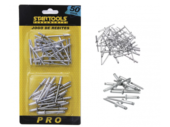 KIT DE REBITES 50 PCS 20 5X10MM E 30 4X8MM STARTOOLS AR0297