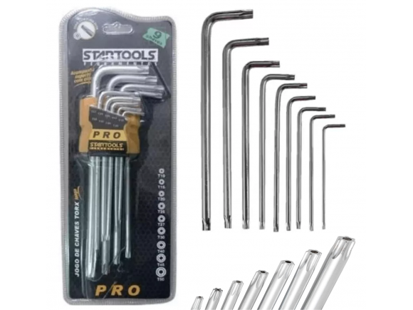 JOGO DE CHAVES TORX MEDIA C/ 9 PCS STARTOOLS AR0036