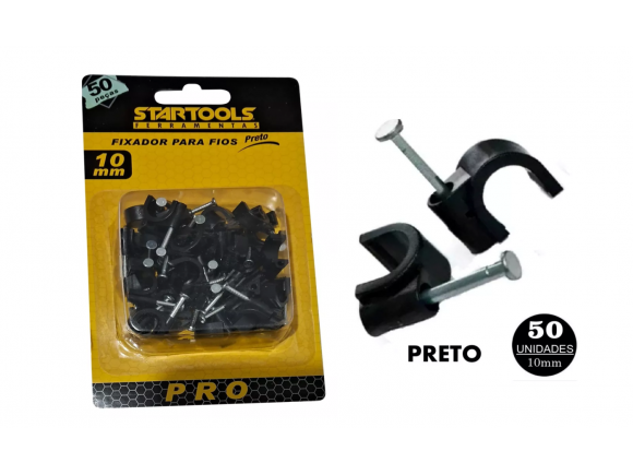 FIXADOR DE FIOS PRETO COM 50 PCS 10MM AR0277