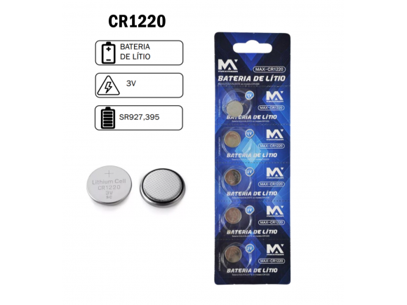 BATERIA DE LITIO CR1220 C/5 UN. 3V MAX-CR1220