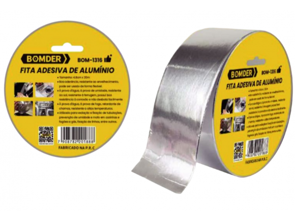 FITA ADESIVA DE ALUMINIO 4,8CM X 20 METROS BOM-1316