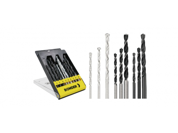 KIT DE BROCAS PARA AÇO, MADEIRA E CONCRETO C/ 9 PCS BOM-5001