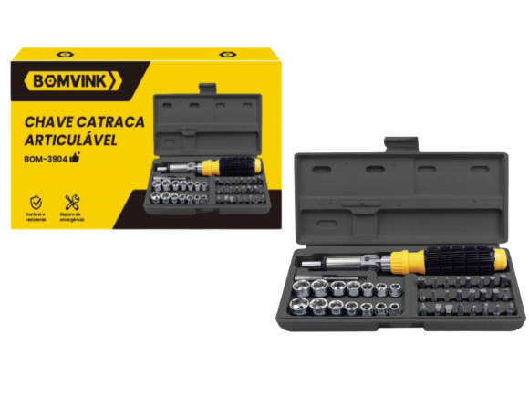 KIT FERRAMENTAS MALETA BASICAS  INTERCAMBEAVEIS C/41PÇS BOM-3904