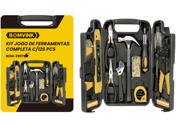 KIT FERRAMENTAS MALETA BASICAS COM 126 PCS BOM-3907