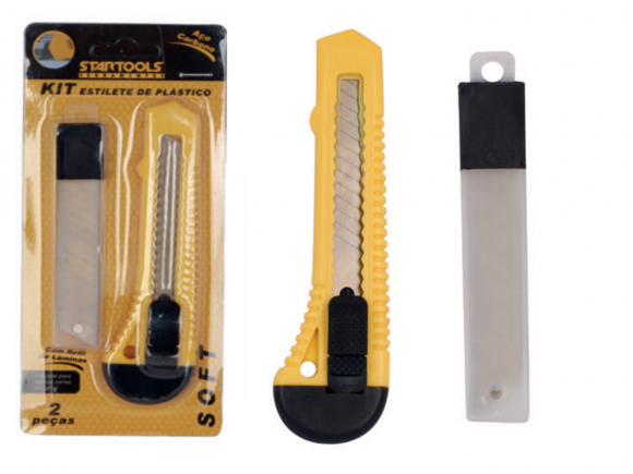 ESTILETE DE PLASTICO COM 3 LAMINA RESERVA  STARTOOLS AR0630