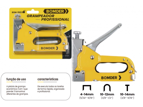 GRAMPEADOR MANUAL PARA TAPECEIRO 4-14MM BOM-1502