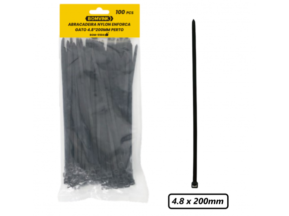 ABRAÇADEIRA DE NAYLON ENFORCA GATO  C/ 100 PCS  4,8X200MM BOM-5504