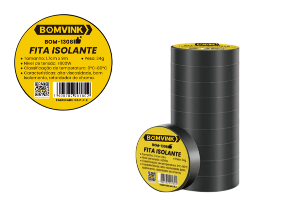 FITA ISOLANTE 17MM X 9M PACOTE COM 10 UNIDADES BOM-1308