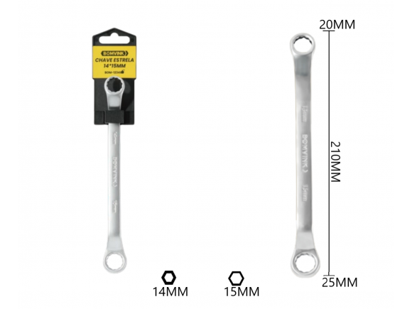 CHAVE ESTRELA ESTRIADO 14 X 15MM BOM-1234