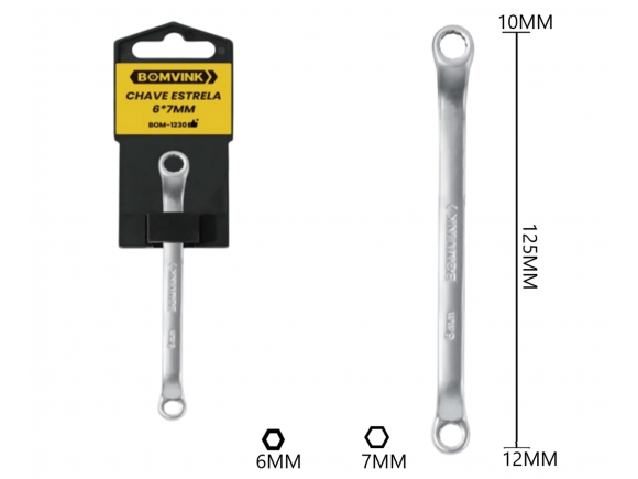 CHAVE ESTRELA ESTRIADO 6 X 7MM BOM-1230