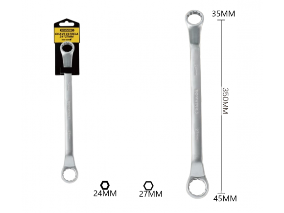 CHAVE ESTRELA ESTRIADO 24 X 27MM BOM-1239