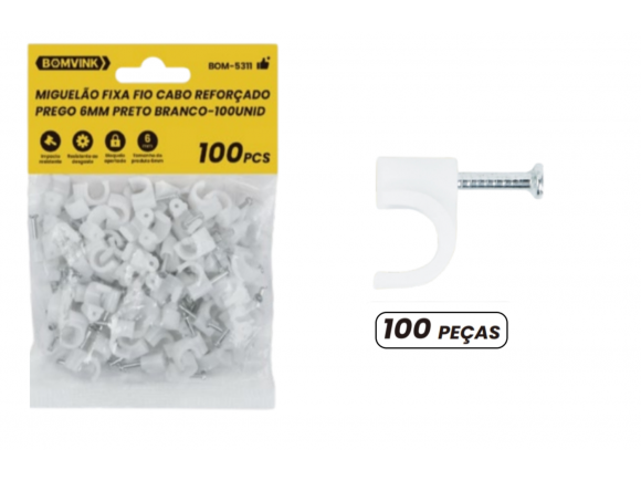 FIXADOR DE FIOS MIGUELÃO  COM 100 PCS 6MM BOM-5311