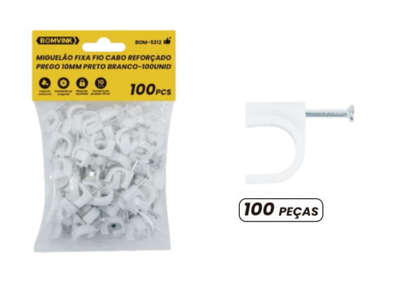 FIXADOR DE FIOS MIGUELÃO  COM 100 PCS 10MM BOM-5312