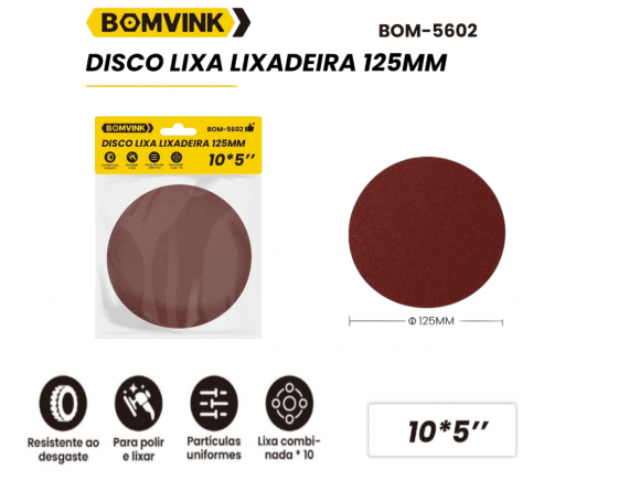 DISCO DE LIXA COM VELCRO MISTA  C/10 PCS 5