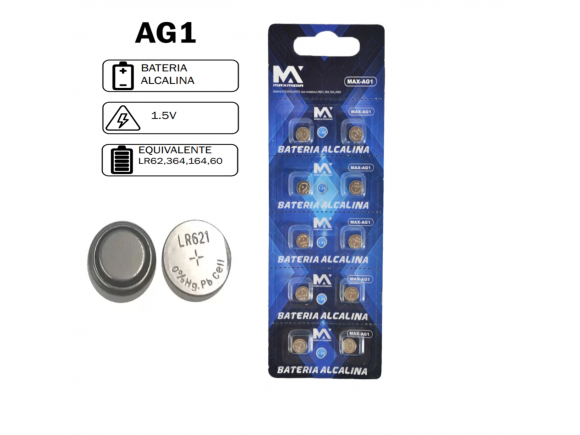 BATERIA ALCALINA AG1 LR621 1,5V CARTELA C/ 10 MAX-AG1