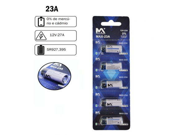 BATERIA 23A 12V CARTELA C/ 5 MAX-23A