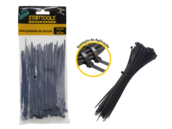 ABRAÇADEIRA DE NYLON ENFORCA GATO 2,5 X 80 MM COM 100 PCS AR0139