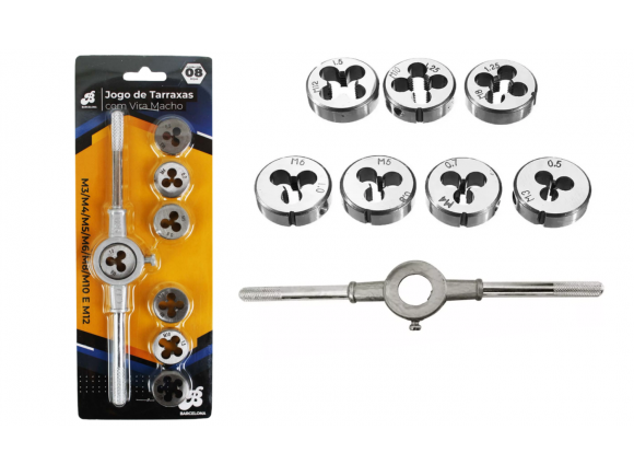 JOGO DE FEMEA TARRACHA P/ FAZER ROSCA COM 8 PCS BAR-31101-4