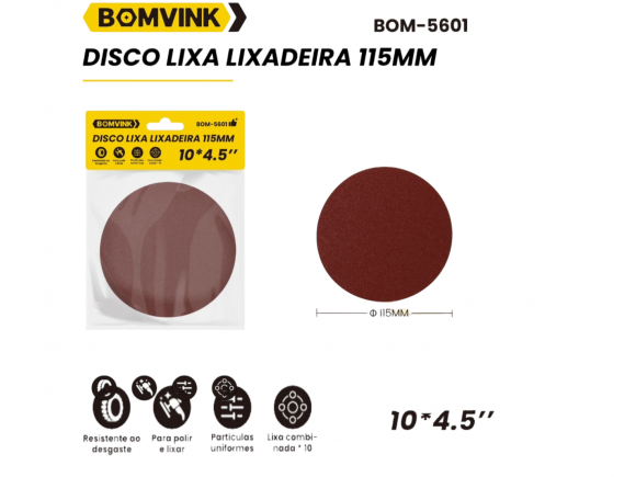 DISCO DE LIXA COM VELCRO MISTA  C/10 PCS 4.5