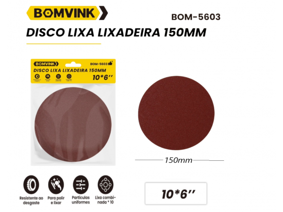 DISCO DE LIXA COM VELCRO MISTA  C/10 PCS 6