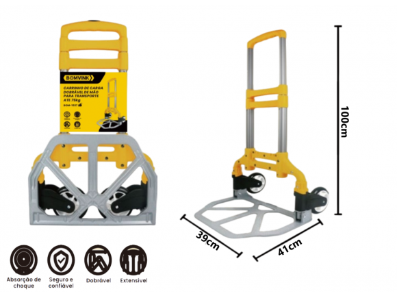 CARRINHO DE CARGA DOBRAVÉL ATÉ 75 KG BOM-1537