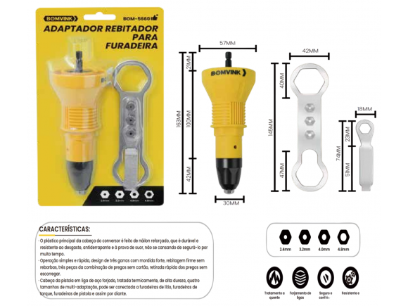 ADAPTADOR REBITADOR PARA PARAFUSADEIRA BOM-5660