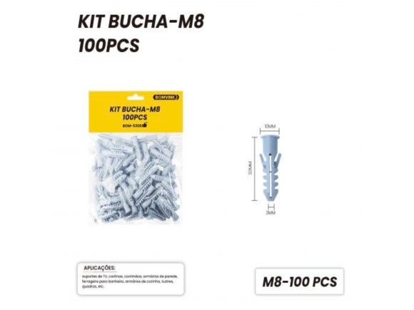 KIT DE BUCHA 8MM COM 100 PCS BOM-5308